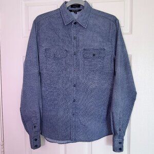 CJ BLACK - Blue and White Geometric - Slim Fit - Button Up Shirt - Size S